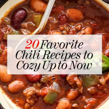 20 Chili Recipes to Cozy Up to Now | foodiecrush.com #chili #dinner #crockpot #easy #beef #chicken #vegetarian