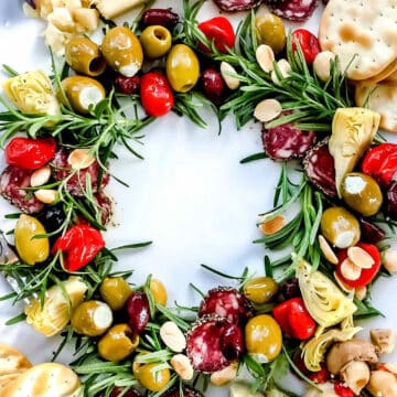 Antipasto Christmas Wreath Appetizer | foodiecrush.com