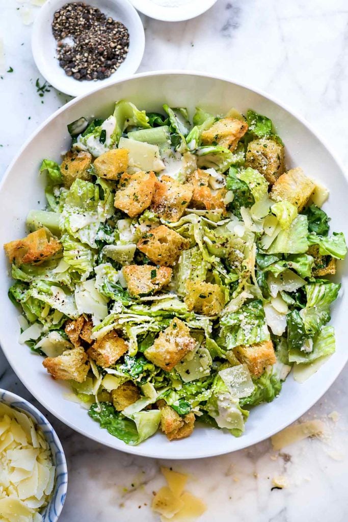 Classic Caesar Salad foodiecrush.com #caesar #salad #recipe #healthy #croutons #easy #dressing