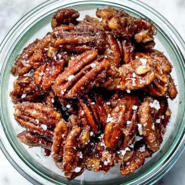 Candied Pecans in jar foodiecrush.com