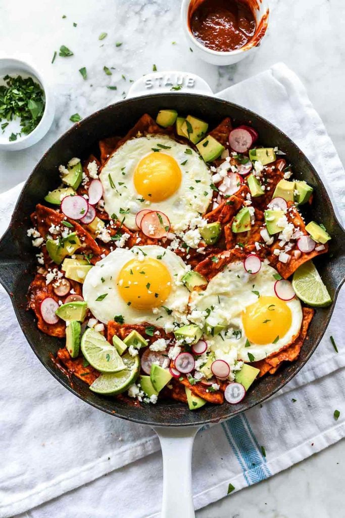 How to Make THE BEST Chilaquiles with Eggs Recipe | foodiecrush.com #chilaquiles #breakfast #brunch #mexican 