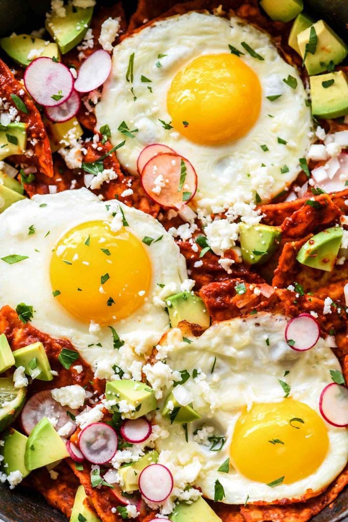 How to Make THE BEST Chilaquiles with Eggs Recipe | foodiecrush.com #chilaquiles #breakfast #brunch #mexican 