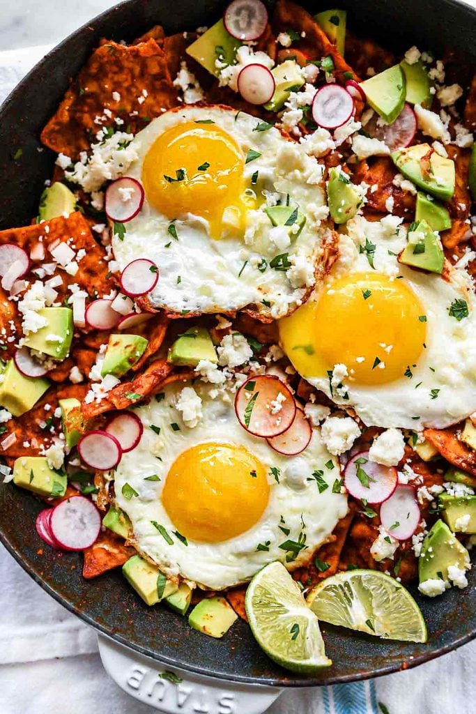 How to Make THE BEST Chilaquiles with Eggs Recipe | foodiecrush.com #chilaquiles #breakfast #brunch #mexican 