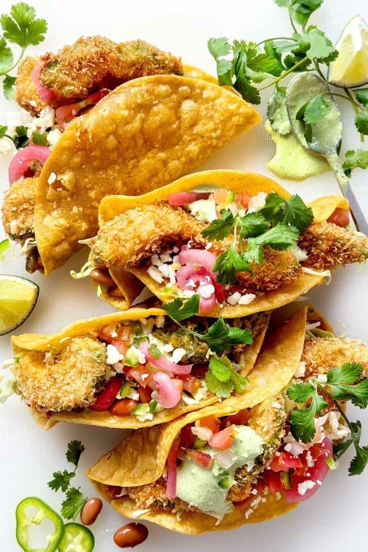 Fried Avocado Tacos foodiecrush.com