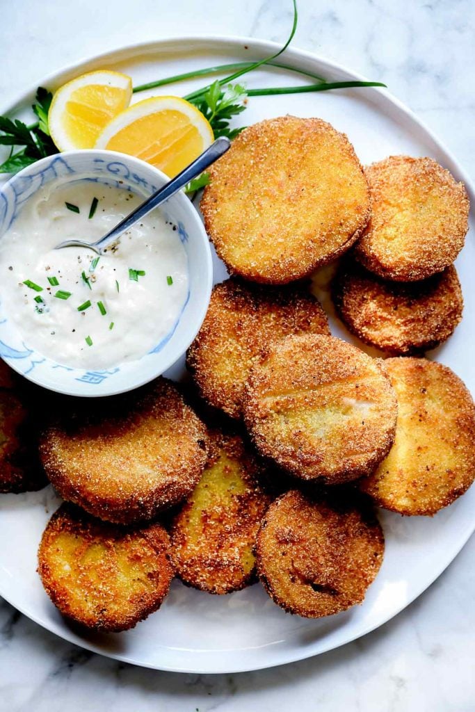 Fried Green Tomatoes | foodiecrush.com #fried #green #tomatoes #recipe