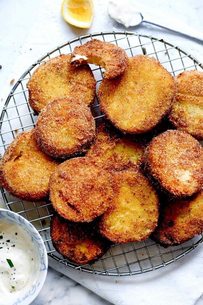 Fried Green Tomatoes | foodiecrush.com #fried #green #tomatoes #recipe