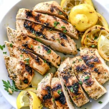 Grilled Greek Chicken Marinade Recipe | foodiecrush.com #chicken #marinade #lemon #greek