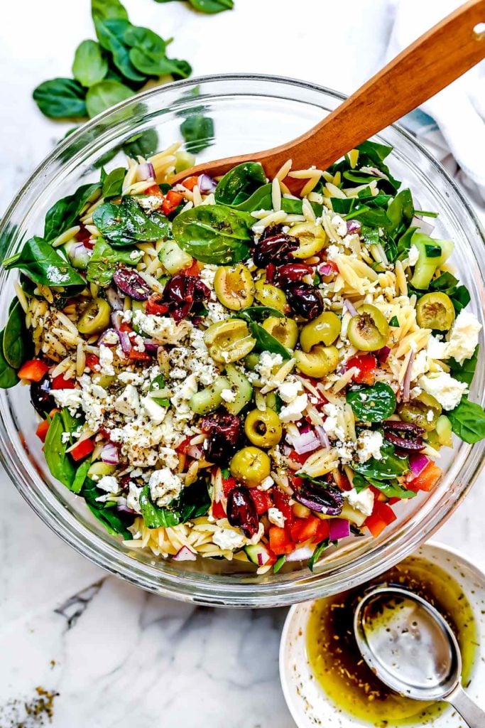 Mediterranean Orzo Salad foodiecrush.com #salad #orzo #olives #mediterannean #pasta #pastasalad #healthy #recipes