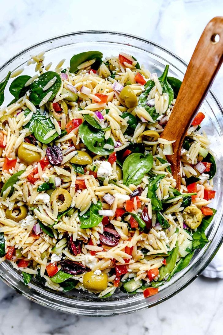 Mediterranean Orzo Salad foodiecrush.com #salad #orzo #olives #mediterannean #pasta #pastasalad #healthy #recipes