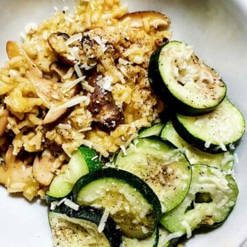 Mushroom Risotto and Zucchini Parmesan foodiecrush.com