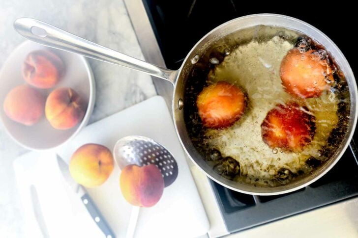 boiling skin off peaches | foodiecrush.com