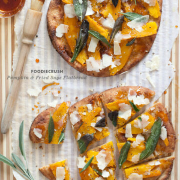 Pumpkin and Fried Sage Flatbread from FoodieCrush