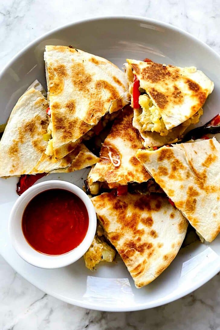 Roasted Vegetable Quesadilla recipe with salsa foodiecrush.com