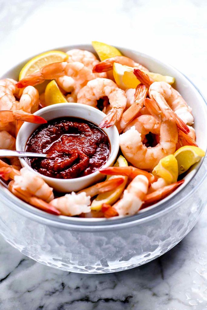 Shrimp Cocktail Recipe | foodiecrush #easy #appetizers #sauce #presentation