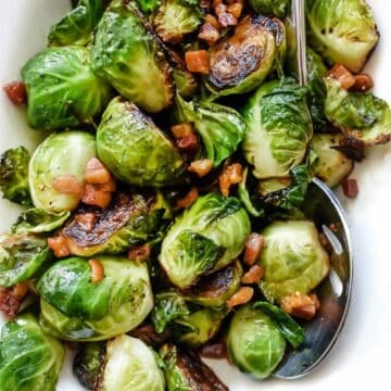 Roasted Brussels Sprouts with Pancetta | foodiecrush.com