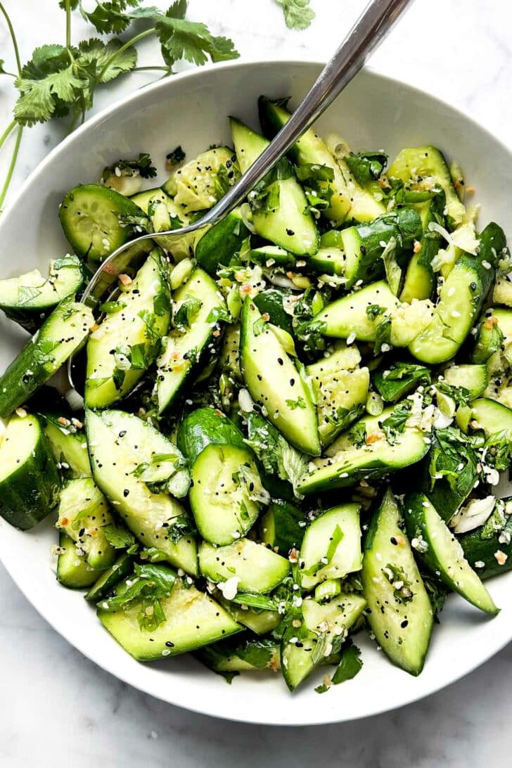 Smashed Cucumber Salad foodiecrush.com 