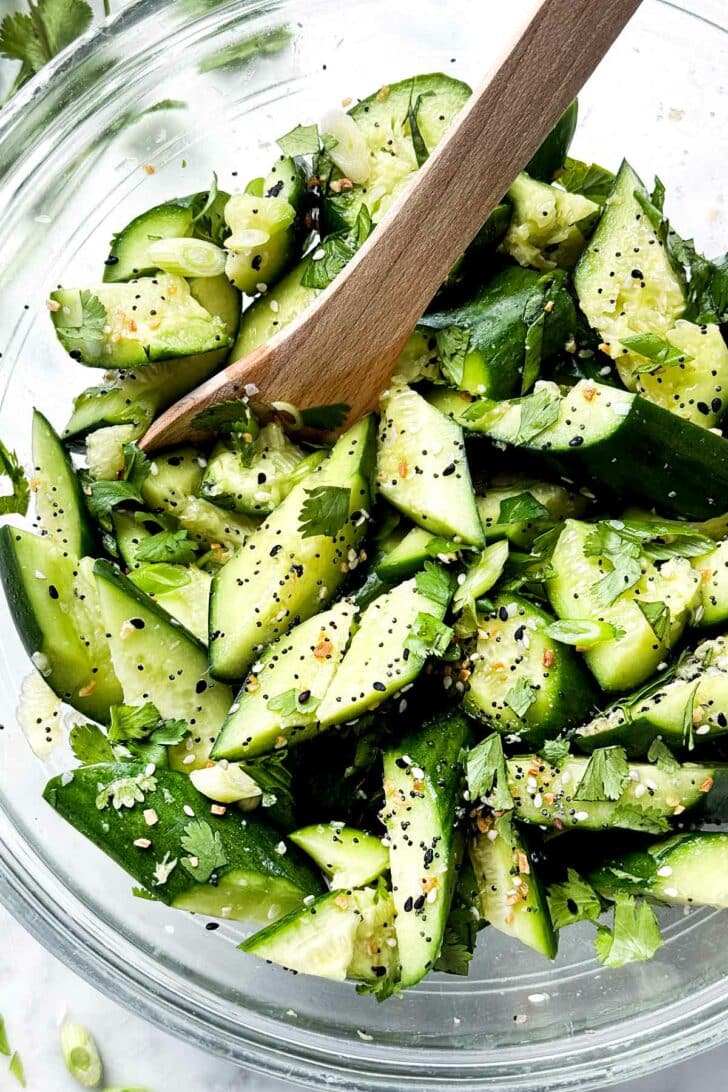 Smashed Cucumber Salad foodiecrush.com