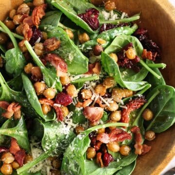 Spinach Salad with Hot Bacon Dressing foodiecrush.com