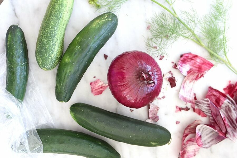 Spiralized Refrigerator Dilly Pickles | foodiecrush.com