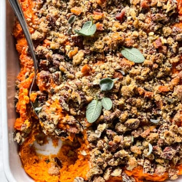 Sweet Potato Casserole with Sweet and Savory Crumble foodiecrush.com