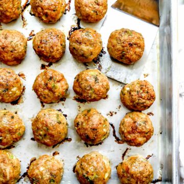 Baked Thai Turkey Meatballs | foodiecrush.com #turkey #meatballs #thai #curry #baked #healthy #homemade #easy #recipes